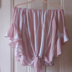 NWOT Pink and white off the shoulder top